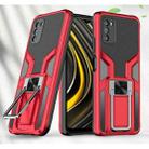 For Xiaomi Poco M3 Armor 2 in 1 PC + TPU Magnetic Shockproof Case with Foldable Holder(Red) - 1
