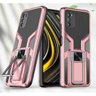For Xiaomi Poco M3 Armor 2 in 1 PC + TPU Magnetic Shockproof Case with Foldable Holder(Rose Gold) - 1