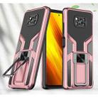 For Xiaomi Poco X3 NFC Armor 2 in 1 PC + TPU Magnetic Shockproof Case with Foldable Holder(Rose Gold) - 1