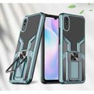 For Xiaomi Redmi 9A Armor 2 in 1 PC + TPU Magnetic Shockproof Case with Foldable Holder(Cyan) - 1