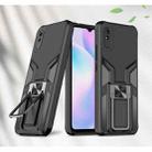 For Xiaomi Redmi 9A Armor 2 in 1 PC + TPU Magnetic Shockproof Case with Foldable Holder(Black) - 1