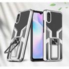 For Xiaomi Redmi 9A Armor 2 in 1 PC + TPU Magnetic Shockproof Case with Foldable Holder(Silver) - 1