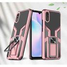 For Xiaomi Redmi 9A Armor 2 in 1 PC + TPU Magnetic Shockproof Case with Foldable Holder(Rose Gold) - 1