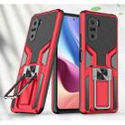 For Xiaomi Redmi K40 / K40 Pro Armor 2 in 1 PC + TPU Magnetic Shockproof Case with Foldable Holder(Red) - 1