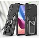 For Xiaomi Redmi K40 / K40 Pro Armor 2 in 1 PC + TPU Magnetic Shockproof Case with Foldable Holder(Black) - 1