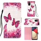 For Samsung Galaxy A02s(US Version) 3D Painting Horizontal Flip Leather Case with Holder & Card Slot & Wallet & Lanyard(Rose Butterfly) - 1