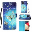 For Samsung Galaxy A02s(US Version) 3D Painting Horizontal Flip Leather Case with Holder & Card Slot & Wallet & Lanyard(Golden Butterfly) - 1