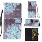 For Xiaomi Poco M3 / Note 9 4G / Redmi 9 Power 3D Painting Horizontal Flip Leather Case with Holder & Card Slot & Wallet & Lanyard(Blue Flower) - 1