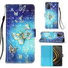 For Xiaomi Poco M3 / Note 9 4G / Redmi 9 Power 3D Painting Horizontal Flip Leather Case with Holder & Card Slot & Wallet & Lanyard(Golden Butterfly) - 1