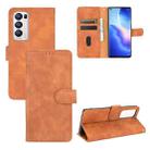 For OPPO Reno5 Pro+ Solid Color Skin Feel Magnetic Buckle Horizontal Flip Calf Texture PU Leather Case with Holder & Card Slots & Wallet(Brown) - 1