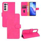 For OPPO Reno5 Pro+ Solid Color Skin Feel Magnetic Buckle Horizontal Flip Calf Texture PU Leather Case with Holder & Card Slots & Wallet(Rose Red) - 1