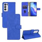 For OPPO Reno5 Pro+ Solid Color Skin Feel Magnetic Buckle Horizontal Flip Calf Texture PU Leather Case with Holder & Card Slots & Wallet(Blue) - 1