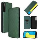 For LG Stylo 7 Carbon Fiber Texture Horizontal Flip TPU + PC + PU Leather Case with Card Slot(Green) - 1