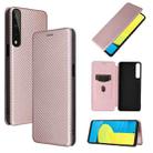 For LG Stylo 7 Carbon Fiber Texture Horizontal Flip TPU + PC + PU Leather Case with Card Slot(Pink) - 1