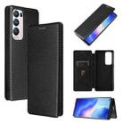 For OPPO Reno5 Pro+ Carbon Fiber Texture Horizontal Flip TPU + PC + PU Leather Case with Card Slot(Black) - 1