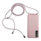 For Samsung Galaxy S21+ 5G Candy Colors TPU Protective Case with Lanyard(Rose Gold) - 1