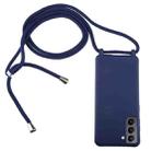 For Samsung Galaxy S21 5G Candy Colors TPU Protective Case with Lanyard(Dark Blue) - 1