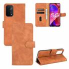 For Oppo A93 5G Solid Color Skin Feel Magnetic Buckle Horizontal Flip Calf Texture PU Leather Case with Holder & Card Slots & Wallet(Brown) - 1