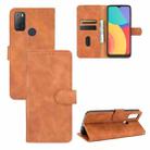 For alcatel 1S (2021) Solid Color Skin Feel Magnetic Buckle Horizontal Flip Calf Texture PU Leather Case with Holder & Card Slots & Wallet(Brown) - 1