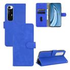For Xiaomi Mi 10S Solid Color Skin Feel Magnetic Buckle Horizontal Flip Calf Texture PU Leather Case with Holder & Card Slots & Wallet(Blue) - 1