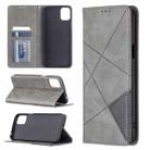 For LG K42 Rhombus Texture Horizontal Flip Magnetic Leather Case with Holder & Card Slots(Grey) - 1