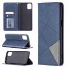 For LG K42 Rhombus Texture Horizontal Flip Magnetic Leather Case with Holder & Card Slots(Blue) - 1