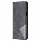 For LG K42 Rhombus Texture Horizontal Flip Magnetic Leather Case with Holder & Card Slots(Black) - 2
