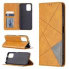 For Xiaomi Redmi Note 10 4G / Note 10s Rhombus Texture Horizontal Flip Magnetic Leather Case with Holder & Card Slots(Yellow) - 1