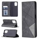 For Xiaomi Redmi Note 10 4G / Note 10s Rhombus Texture Horizontal Flip Magnetic Leather Case with Holder & Card Slots(Black) - 1