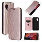 For Samsung Galaxy Xcover 5 Carbon Fiber Texture Horizontal Flip TPU + PC + PU Leather Case with Card Slot(Pink) - 1