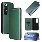 For Xiaomi Mi 10S Carbon Fiber Texture Horizontal Flip TPU + PC + PU Leather Case with Card Slot(Green) - 1