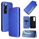 For Xiaomi Mi 10S Carbon Fiber Texture Horizontal Flip TPU + PC + PU Leather Case with Card Slot(Blue) - 1