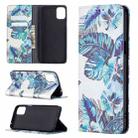 For LG K42 Colored Drawing Pattern Invisible Magnetic Horizontal Flip PU Leather Case with Holder & Card Slots & Wallet(Blue Leaves) - 1