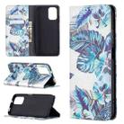 For Xiaomi Redmi Note 10 4G Colored Drawing Pattern Invisible Magnetic Horizontal Flip PU Leather Case with Holder & Card Slots & Wallet(Blue Leaves) - 1