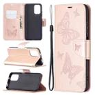 For Xiaomi Redmi Note 10 4G/Note 10s Two Butterflies Embossing  Pattern Horizontal Flip Leather Case with Holder & Card Slot & Wallet & Lanyard(Rose Gold) - 1