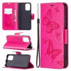 For Xiaomi Redmi Note 10 4G/Note 10s Two Butterflies Embossing  Pattern Horizontal Flip Leather Case with Holder & Card Slot & Wallet & Lanyard(Rose Red) - 1