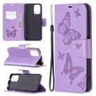 For Xiaomi Redmi Note 10 4G/Note 10s Two Butterflies Embossing  Pattern Horizontal Flip Leather Case with Holder & Card Slot & Wallet & Lanyard(Purple) - 1