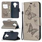 For Nokia 5.4 Two Butterflies Embossing  Pattern Horizontal Flip Leather Case with Holder & Card Slot & Wallet & Lanyard(Grey) - 1