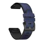 For Garmin Fenix 6 Silicone + Leather Quick Release Watch Band(Blue) - 1