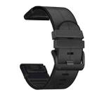 For Garmin Fenix 6X Silicone + Leather Quick Release Watch Band(Black) - 1