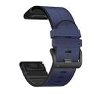 For Garmin Fenix 6X Silicone + Leather Quick Release Watch Band(Blue) - 1