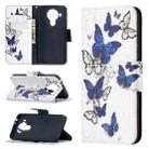 For Nokia 5.4 Colored Drawing Pattern Horizontal Flip Leather Case with Holder & Card Slots & Wallet(Blue Butterflies) - 1
