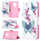 For Nokia 5.4 Colored Drawing Pattern Horizontal Flip Leather Case with Holder & Card Slots & Wallet(Peach Blossom Butterfly) - 1