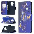 For Nokia 5.4 Colored Drawing Pattern Horizontal Flip Leather Case with Holder & Card Slots & Wallet(Purple Butterfly) - 1