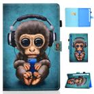 For Galaxy Tab S6 T860 / T865 Colored Drawing Horizontal Flip Leather Case with Holder & Card Slots & Pen Slot & Sleep / Wake-up Function(Headphone Monkey) - 1