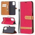 For Xiaomi Redmi Note 10 4G / Note 10S Color Matching Denim Texture Horizontal Flip Leather Case with Holder & Card Slots & Wallet & Lanyard(Red) - 1
