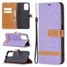 For Xiaomi Redmi Note 10 4G / Note 10S Color Matching Denim Texture Horizontal Flip Leather Case with Holder & Card Slots & Wallet & Lanyard(Purple) - 1