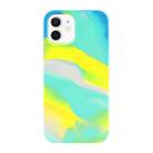 For iPhone 11 Liquid Silicone Watercolor Protective Case , Fixed Color, Random Shape(Blue Yellow) - 1