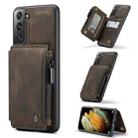 For Samsung Galaxy S21 5G CaseMe C20 Multifunctional PC + TPU Protective Case with Holder & Card Slot & Wallet(Dark Coffee) - 1