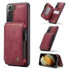 For Samsung Galaxy S21 5G CaseMe C20 Multifunctional PC + TPU Protective Case with Holder & Card Slot & Wallet(Dark Red) - 1